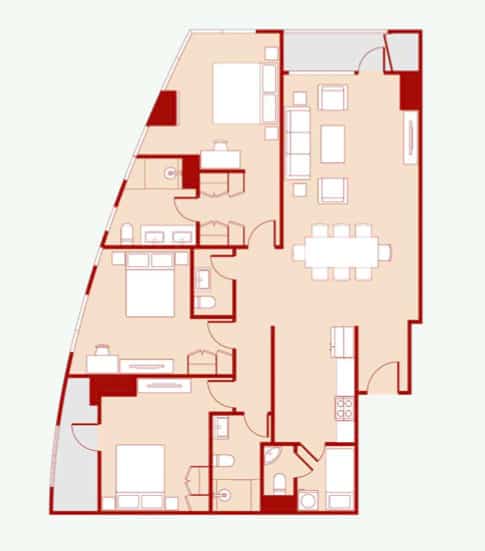 3 Bedroom - Floor Layout - 146 sqm - IND